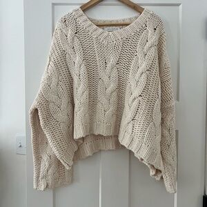 Slouchy cozy Cream Cable Knit Sweater